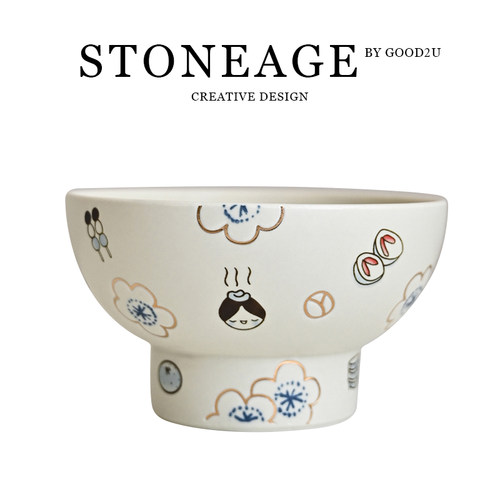 日式作家手作陶瓷描金温泉樱花日式和风小众餐具复古高台碗米饭碗