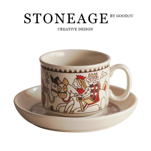 咖啡杯碟套装陶瓷复古高级感小众新款拿铁拉花英式下午茶杯