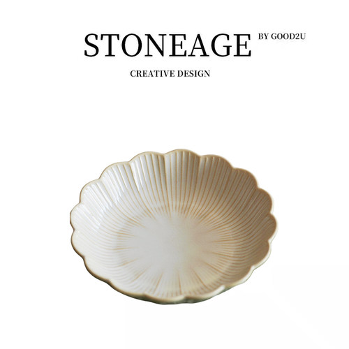 莳绘金缮花瓣平盘菜盘子西餐盘家用陶瓷浅盘新款餐厅料理摆盘餐具