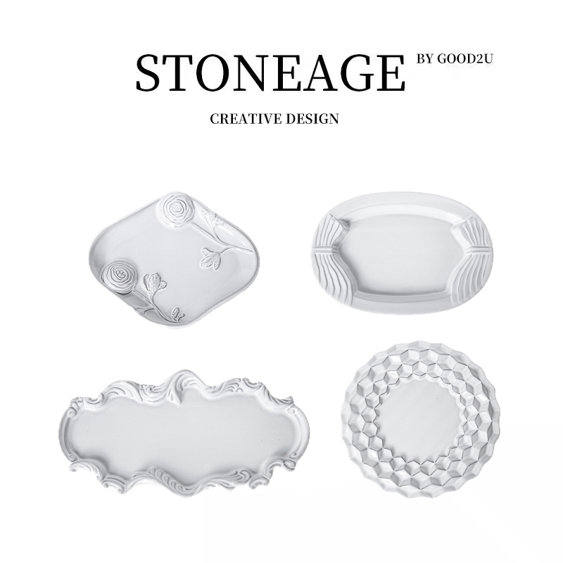 高颜值法式复古高级感陶瓷浮雕餐盘轻奢盘