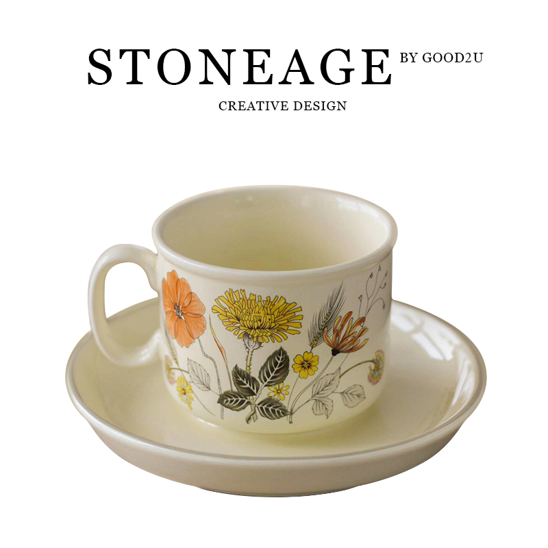 英式Vintage陶瓷奶油色香草咖啡杯碟复古精致下午茶田园釉下餐具