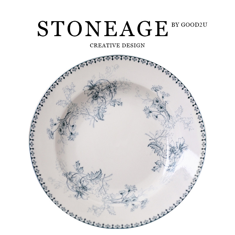 法瓷vintage复古高颜值绿花卉餐盘精致餐具高贵优雅圆形盘