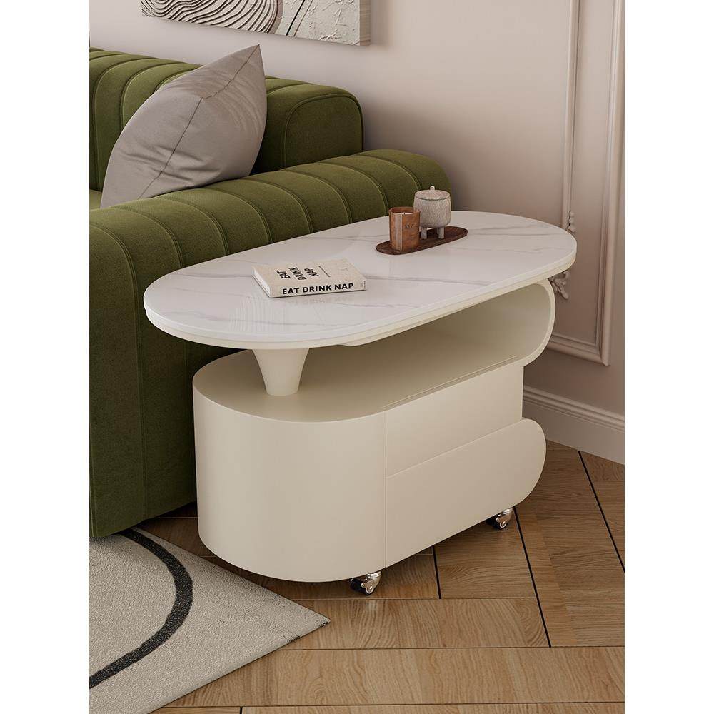 现代简约轻奢岩板茶几家用客厅高级感茶几可移动推车边几沙发边柜,住宅家具,移动边几/推车,淘宝优惠券,粉丝福利购,淘宝优惠卷