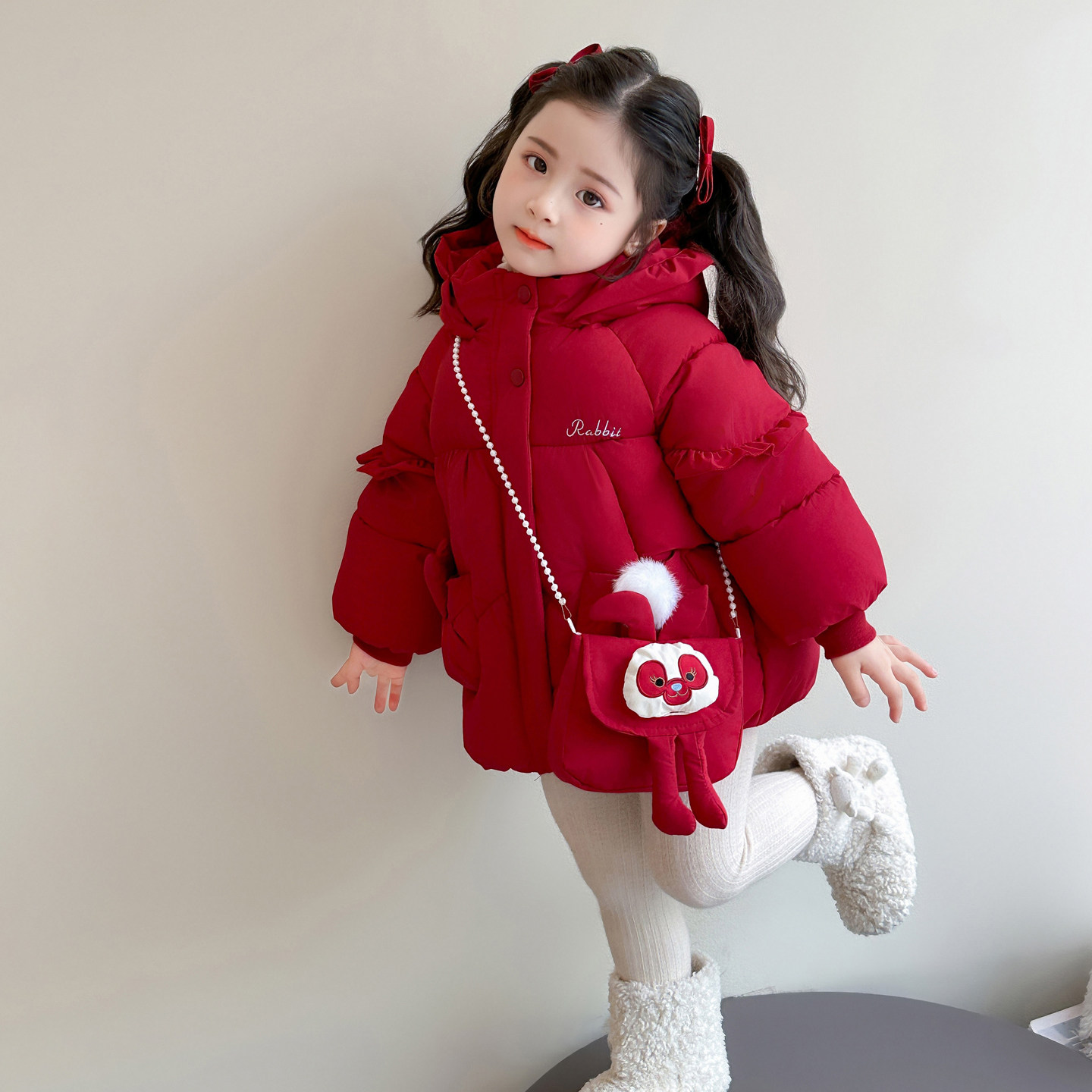 女童外套红色连帽棉服冬季加厚保暖花边新年过年服儿童外衣休闲款,童装/婴儿装/亲子装,棉袄/棉服,淘宝优惠券,粉丝福利购,淘宝优惠卷