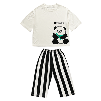 女童睡衣2025新款春秋莫代尔熊猫印花套装中小童女宝宝休闲居家服