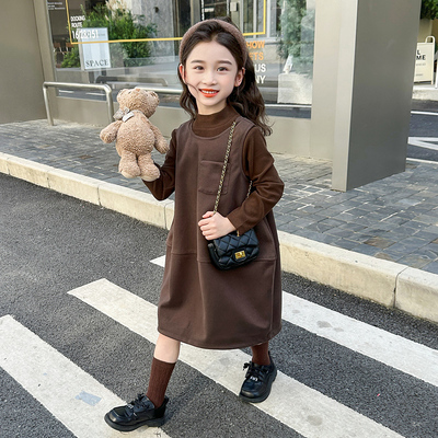 女童套装2025新款春秋长袖高货韩系马甲裙女宝宝潮流款式服两件套