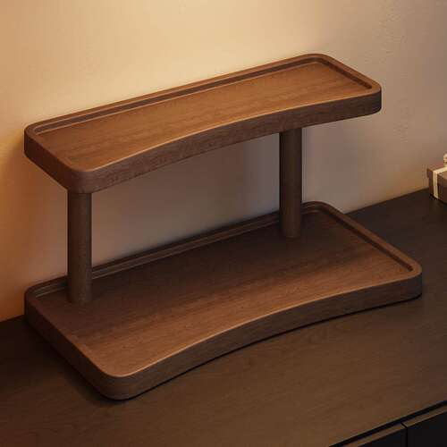 实木桌面置物架家用卧室化妆品香水台面饰品展示架阶梯收纳架杯架