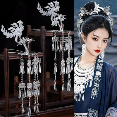 苗族头饰银饰发饰发簪侗族少数民族少女饰品古装流苏古风苗银旅拍