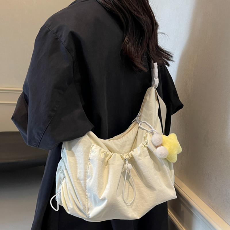 轻便休闲日系帆布斜挎包女韩国大容量托特包上课包通勤上班单肩包