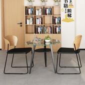 简约钢化玻璃接会客小圆桌椅组合办公室商场店铺接待洽谈桌椅组合