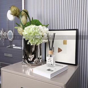 北欧轻奢电镀银花瓶摆件创意家居客厅茶几床头柜酒柜样板房装饰品