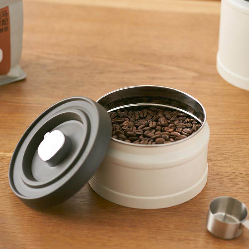 咖啡豆保存罐按压式抽真空密封罐不锈钢茶叶储存罐收纳罐子咖啡罐