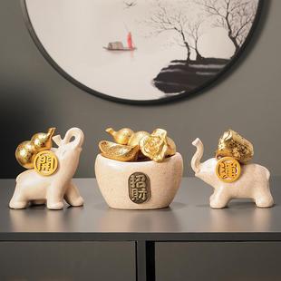 家用客厅玄关装 聚宝盆招财摆件新中式 饰礼品聚财轻奢乔迁新居礼品