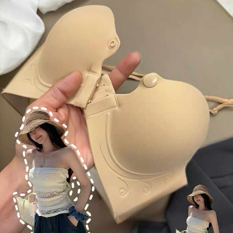 不掉内搭吊带粉底液前扣无肩带内衣女聚拢防滑无痕隐形裹胸文胸罩
