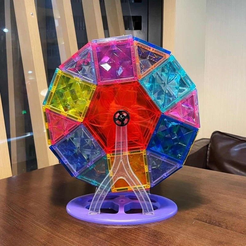 摩天轮几何拼装积木儿童益智玩具钻面磁性积木强磁磁力片创意拼搭