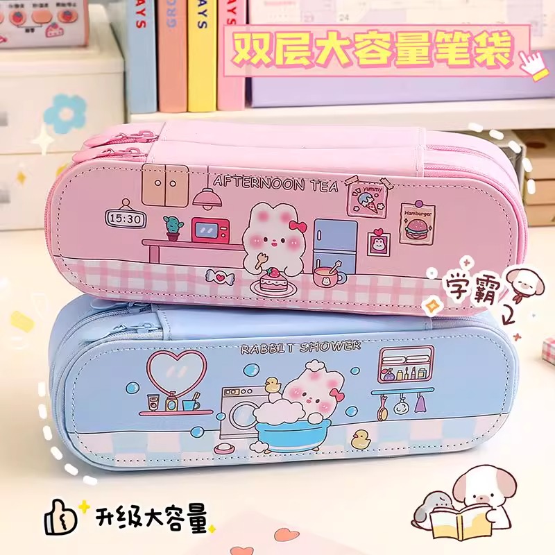 双层文具盒开学季少女多功能简约