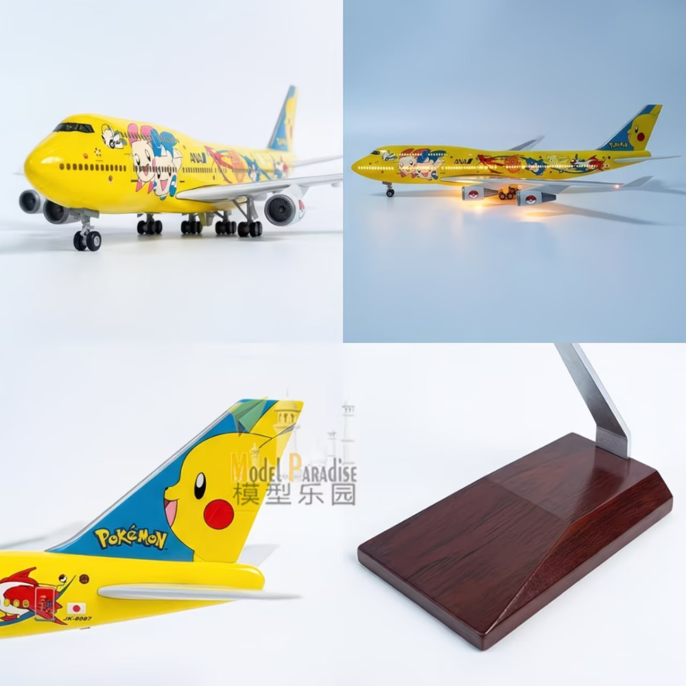 日本航空123飞机模型日本全日空皮卡丘仿真飞机模型带灯带轮儿童