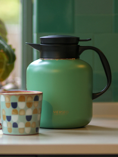 米索焖茶壶大容量艾绿色316不锈钢老白茶闷壶陈皮保温壶随手礼品