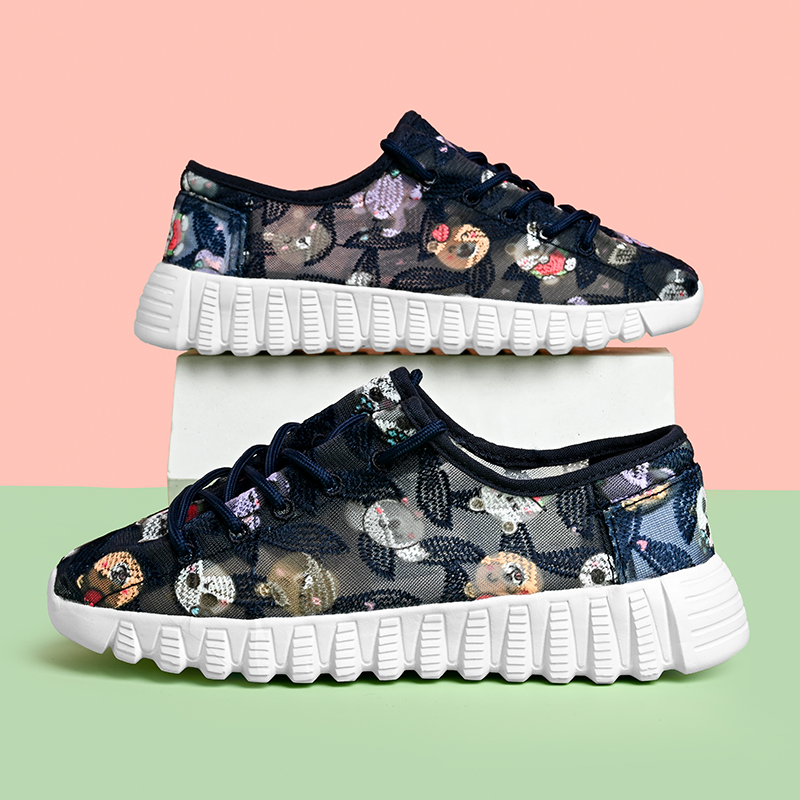 歌牧斯2024新款夏季透气网面网纱帆布鞋学生韩版百搭蕾丝镂空女鞋