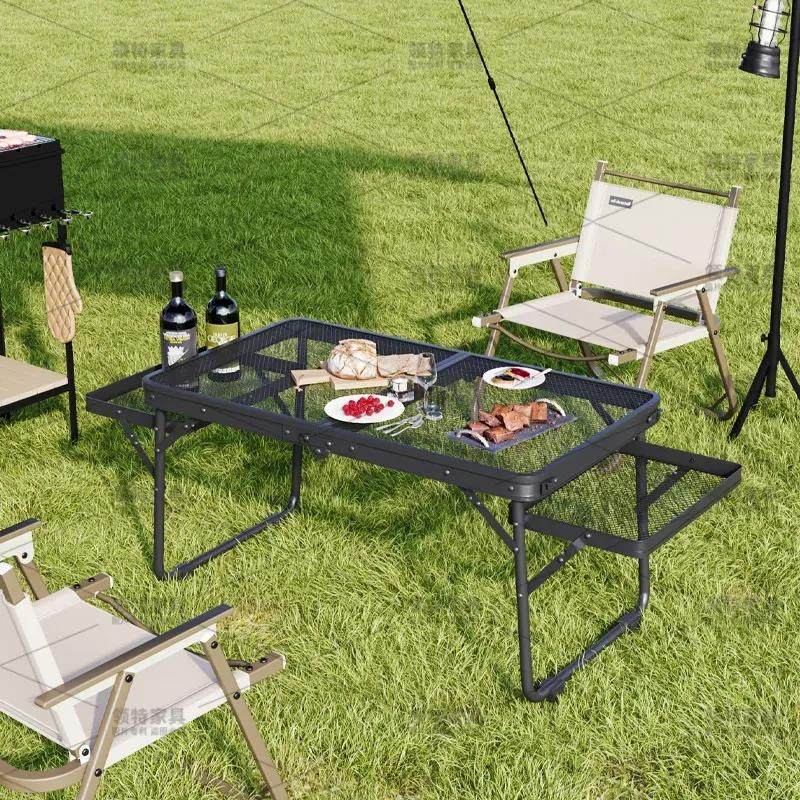户外式可升降铝合金铁网格桌地摊露营野餐烧烤简易折叠桌子,住宅家具,户外烧烤桌,淘宝优惠券,粉丝福利购,淘宝优惠卷