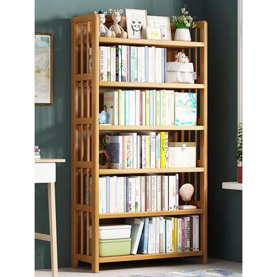 书架置物架落地多层阅读架家用儿童书桌上收纳架实木客厅简易书柜