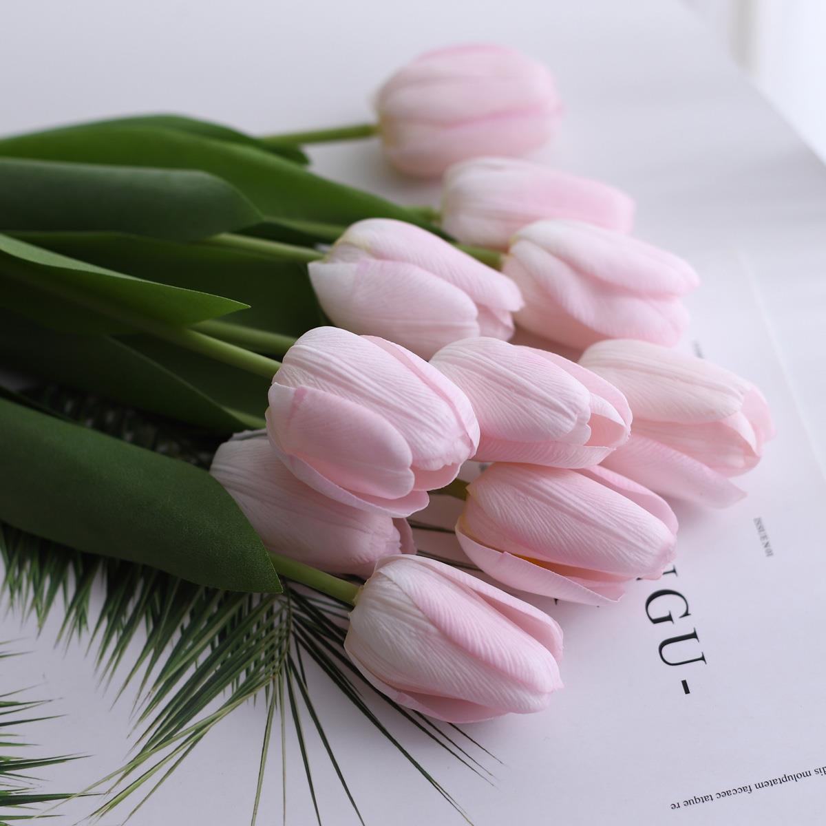 手感保湿高端郁金香假花仿真花仿生花束高档插花摆件客厅摆设花艺