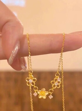 甜美花朵项链女轻奢气质高级感锁骨链颈链小众设计时尚百搭配饰品
