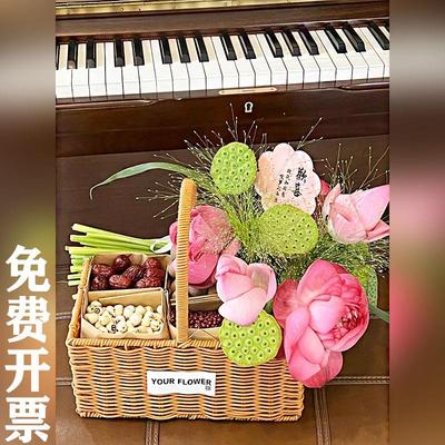 毕业谢师礼束修之礼国风鲜花竹篮手提仿藤编礼盒送老师束修六礼盒