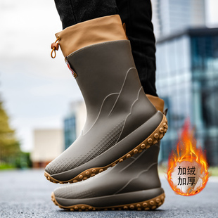 雨靴男新款厚底保暖棉雨鞋加绒厨房户外防滑鞋棉套鞋雪靴雪地鞋女