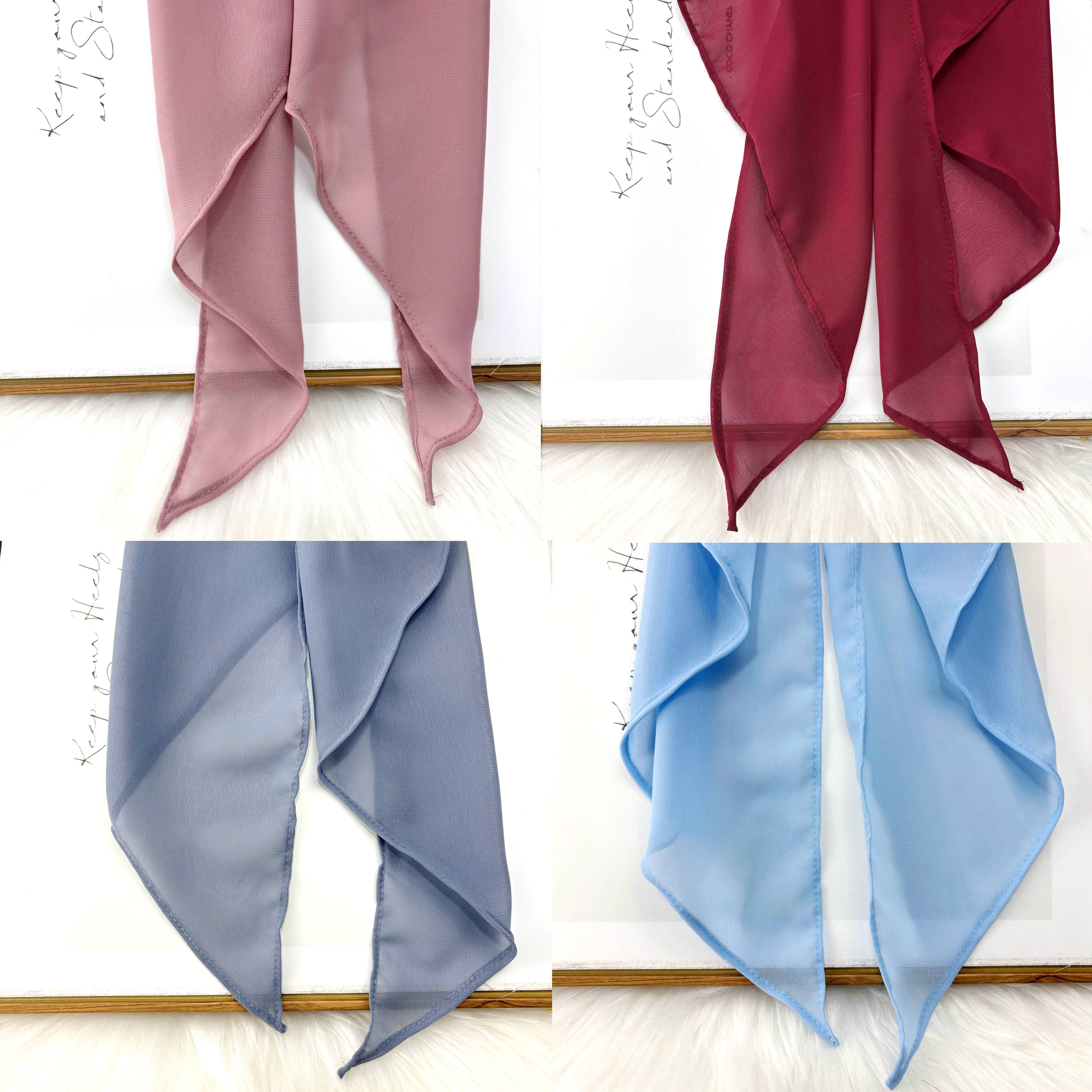 JK制服三角巾纯色哑光雪纺水手服领巾手打日系百搭款领结酒红水色
