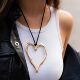 Necklace Exaggerated Big For Heart Ourfuno Hollow Pendant