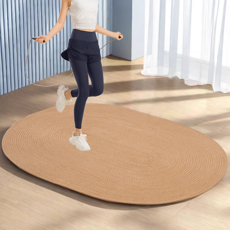 无胶棉绳跳绳垫子减震室内静音瑜伽垫椭圆形男女健身地毯儿童学生,居家布艺,家用脚垫,淘宝优惠券,粉丝福利购,淘宝优惠卷