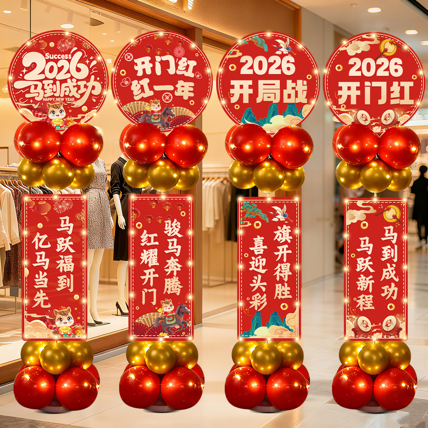 2026新年开门红职场布置保险公司银行4S店年会商场店气球装饰氛围