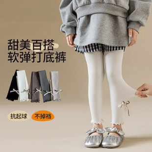 纯棉森系甜美蝴蝶结女宝宝不连脚裤 袜儿童打底袜 春秋款 女童打底裤