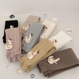 裤 宝宝打底裤 春秋薄款 棉质女童秋季 袜 袜白色花边打底袜小女孩连裤