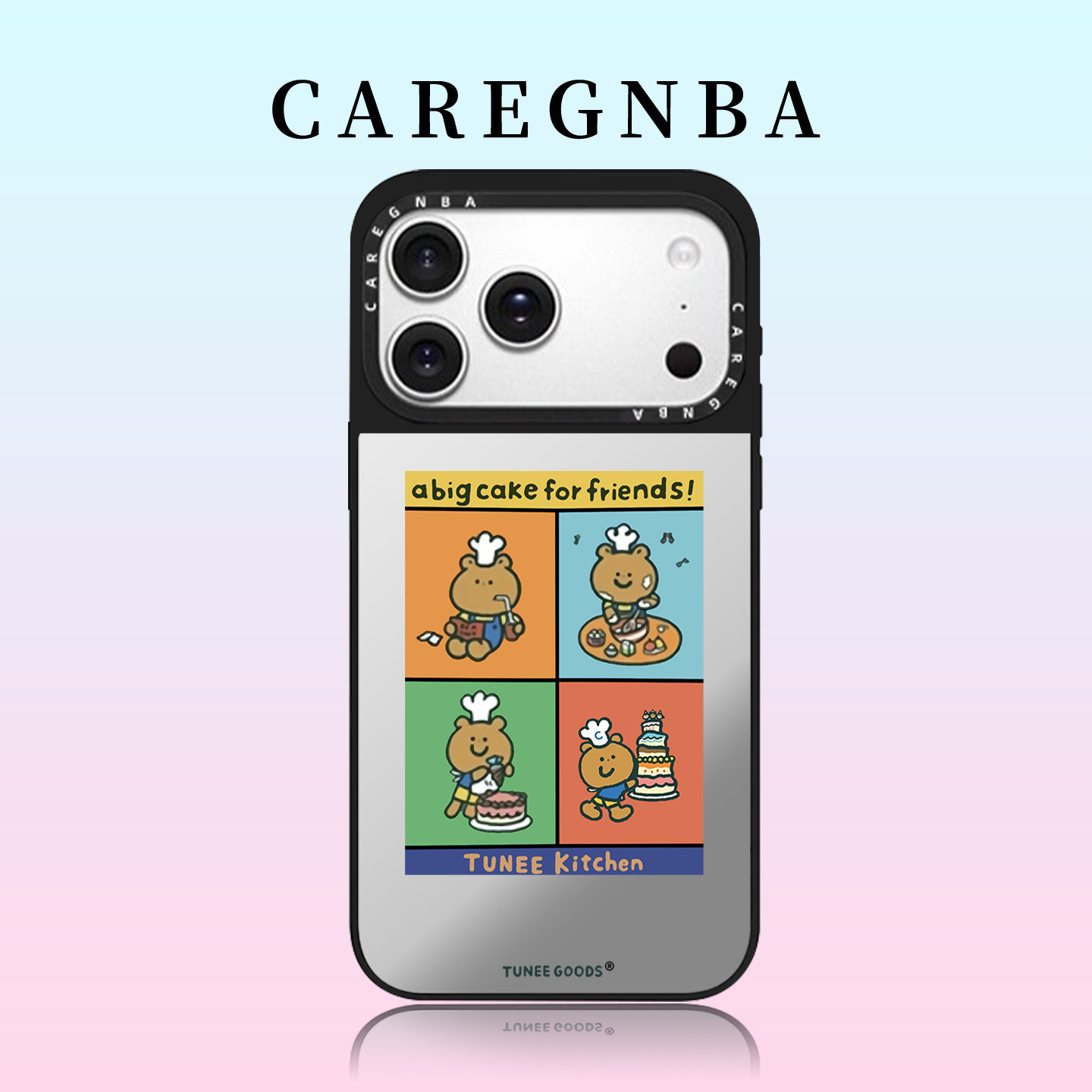 CAREGNBA联名彩色四宫格团阿熊用苹果18ProMax手机壳新款iPhone17pro巨好看15plus可爱14高级12防摔11创意13