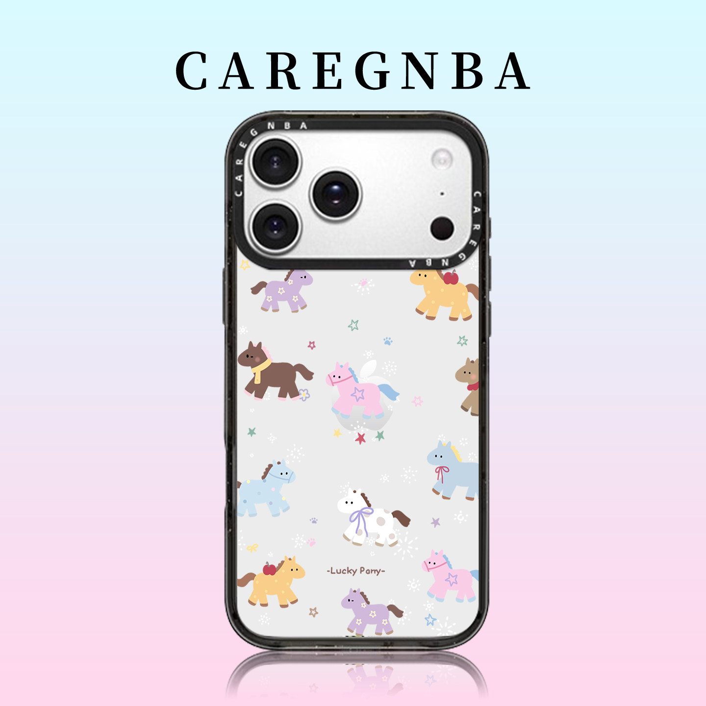 CAREGNBA卡通新年缤纷小马适用苹果17ProMax手机壳新款iPhone16pro全包ai键15plus磁吸14马年13喜庆12女11XR