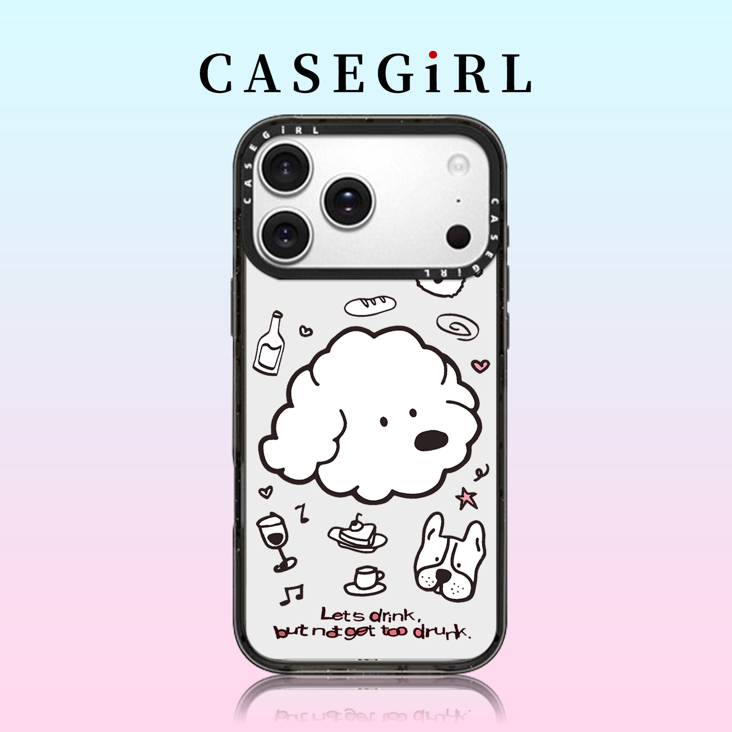 CASEGIR小狗头适用苹果17ProMax手机壳新款iPhone16pro亚克力15plus超可爱14小众高级感12防摔11创意13镜面xs