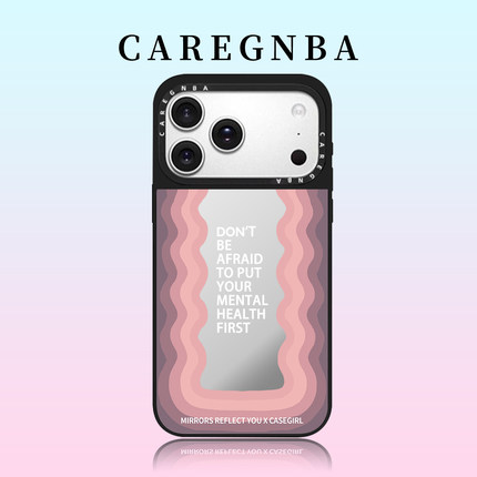 CAREGNBA标语波浪网红赵露思同款适用iPhone17ProMax手机壳苹果16pro磁吸14plus镜面13全包15p防摔11女XR/12p