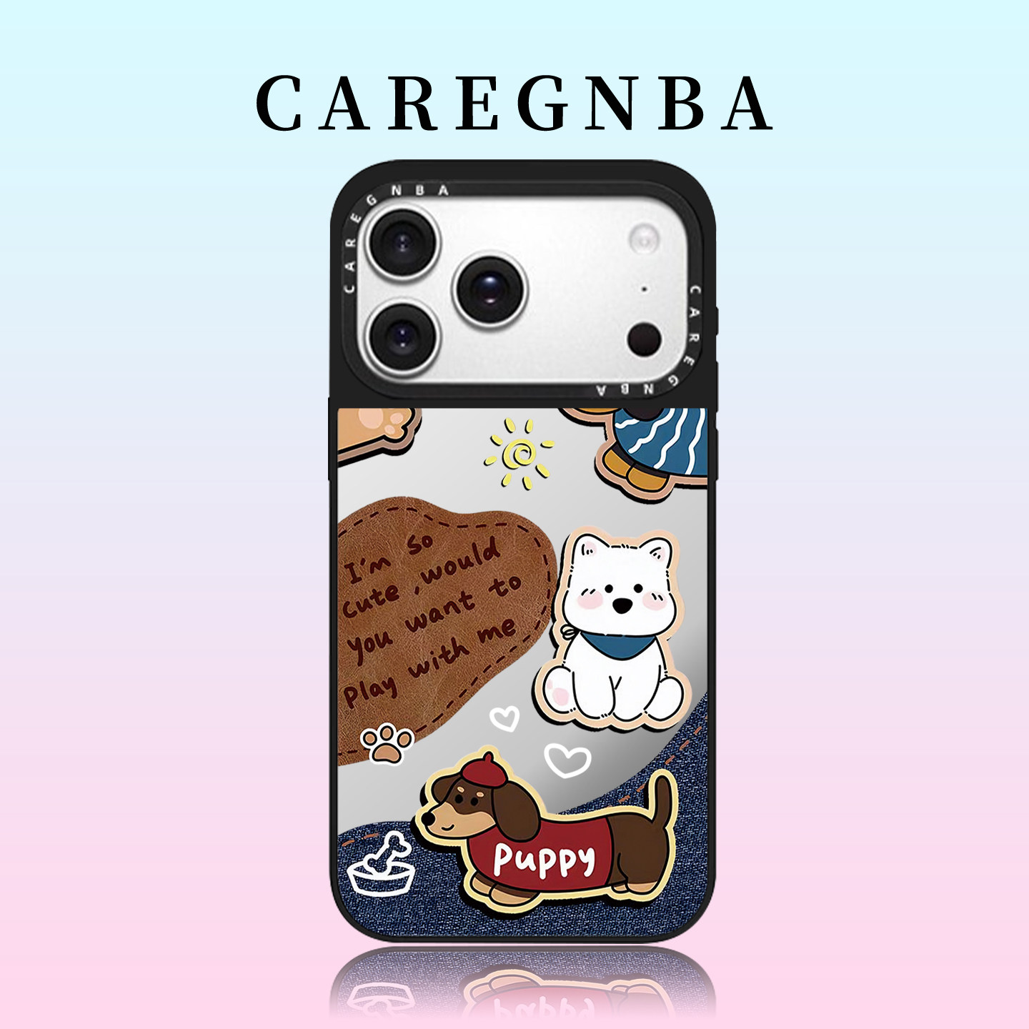 CAREGNBA联名牛仔狗狗猫咪适用iPhone17ProMax手机壳苹果16plus透明15pro亚克力14全包13防摔11镜面12磁吸女