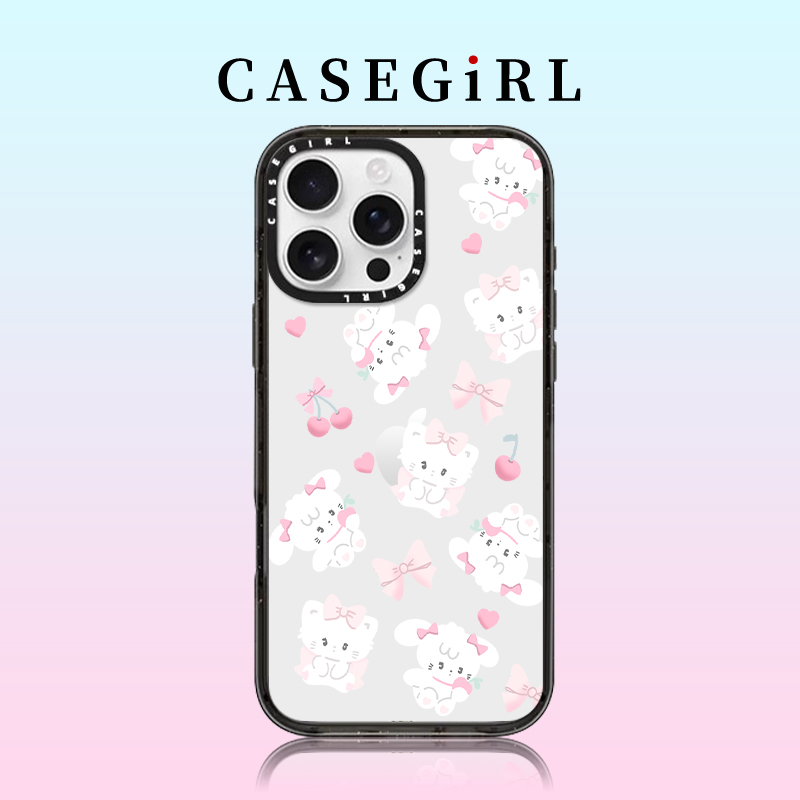 CASEGIRL联名mikko满印蝴蝶结适用iPhone16ProMax手机壳苹果14plus透明15pro亚克力13全包12防摔11可爱XR女款