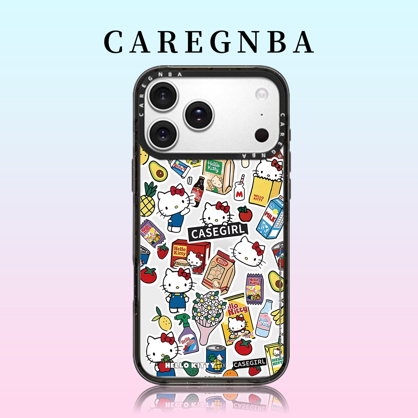 CAREGNBAKitty猫贴纸适用苹果17ProMax手机壳美乐蒂iPhone15pro磁吸14plus13全包ai相机键12防摔11创意16女XR