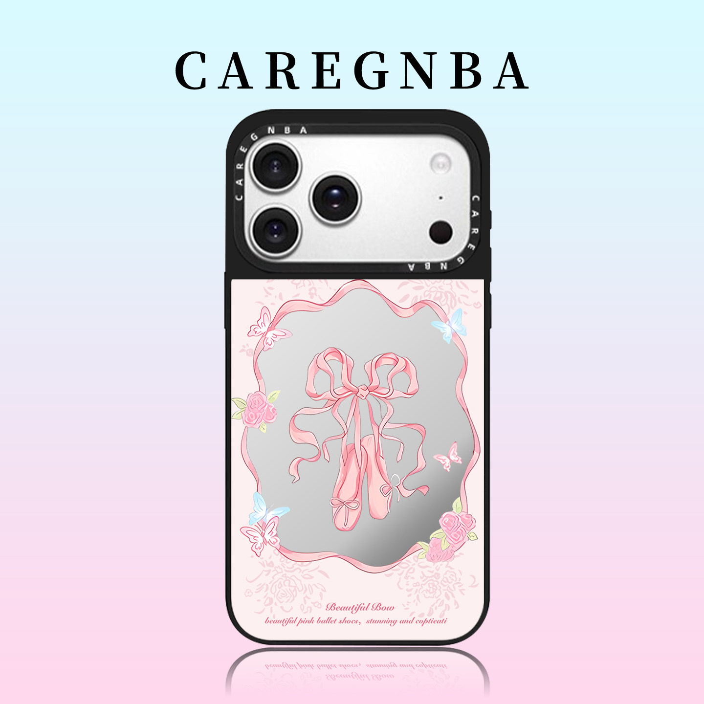 CAREGNBA蝴蝶结舞鞋适用苹果17ProMax手机壳新款iPhone16pro镜面15plus14全包ai键12防摔11女13高级感XR磁吸