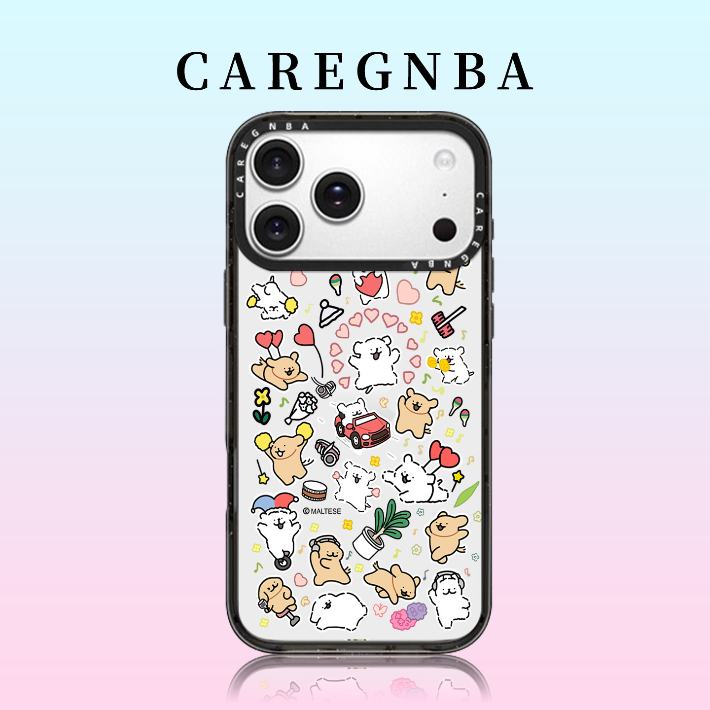 CAREGNBA联名线条小狗适用iPhone17ProMax手机壳苹果16plus透明15pro亚克力14全包13防摔12网红XR女11磁吸套