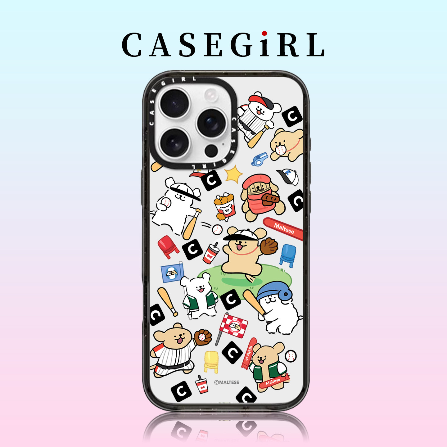 CASEGIRL线条小狗主题适用苹果17ProMax手机壳新款iPhone16pro趣味棒球15plus14全包ai键12防摔11可爱13创意