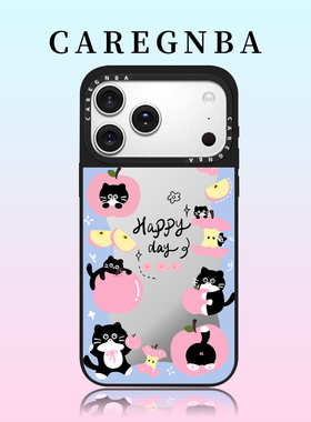 CAREGNBA蓝色环绕苹果黑猫适用苹果17ProMax手机壳新款iPhone16pro卡通15plus可爱14防摔13/12P女11XR保护套