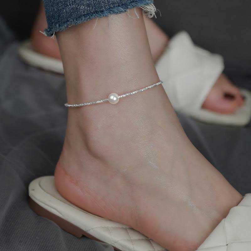 碎银子珍珠轻奢小众脚链新款足链