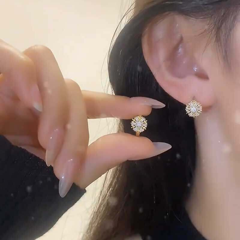 小众设计感金色雪花耳扣