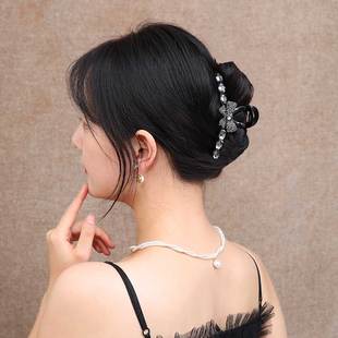 水钻蝴蝶结大号抓夹女高级感盘发发夹2025网红夏季 后脑勺头饰 新款