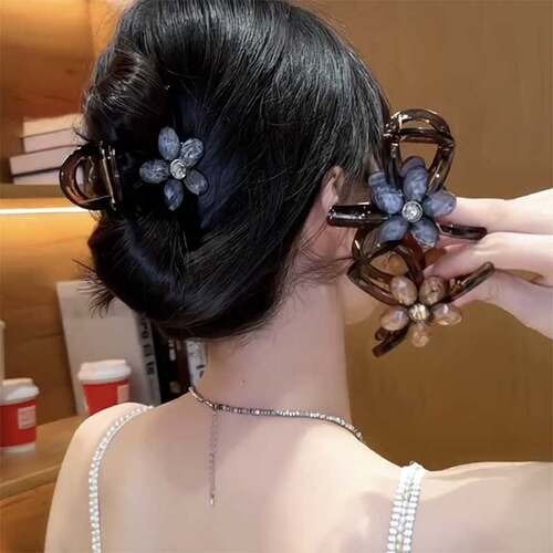 韩版浪漫花朵后脑勺抓夹